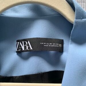 Zara collarless BLUE blazer - perfect for spring!